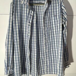 Classic Blue and White Plaid Men's Shirt